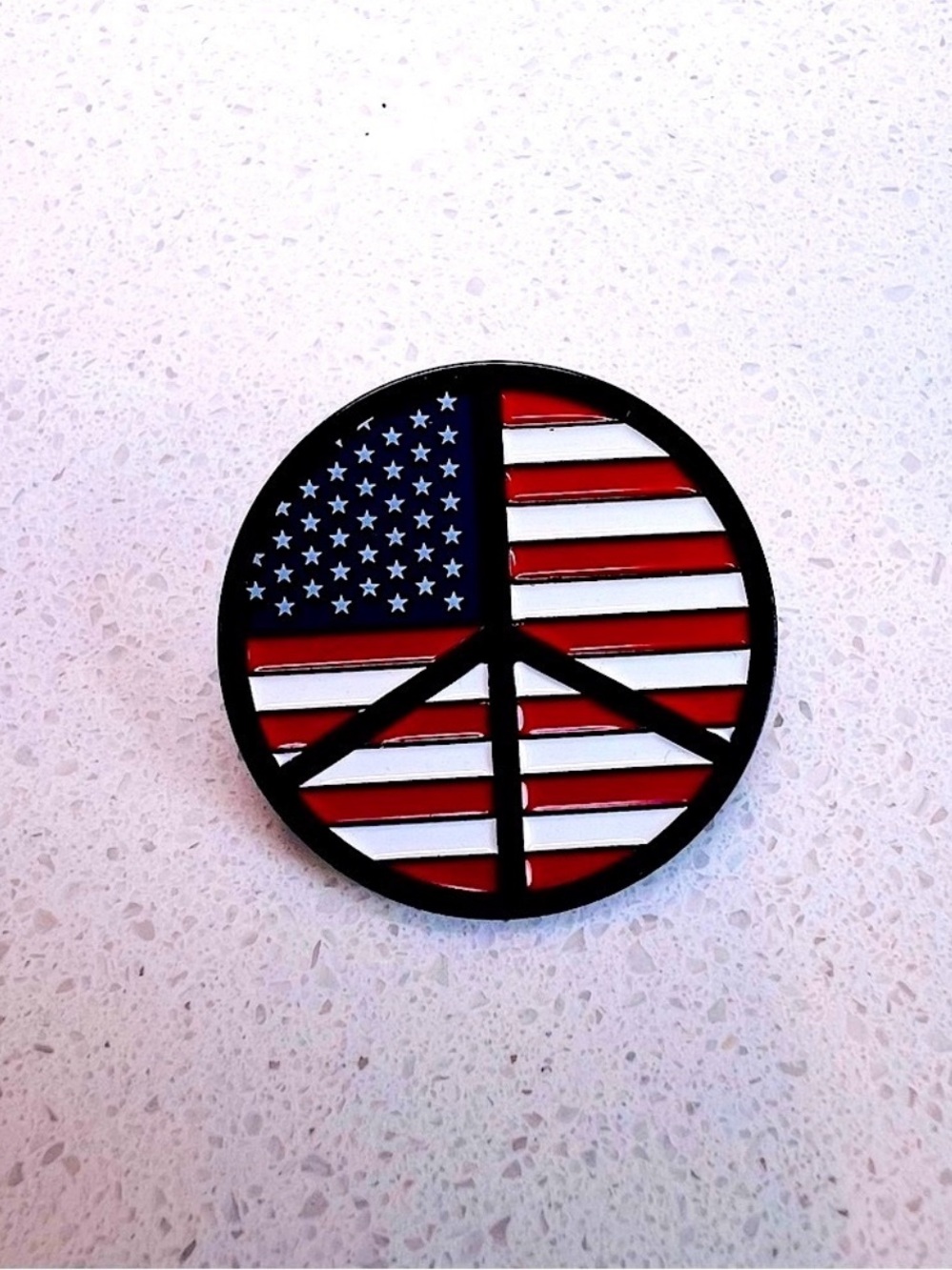 Woodstock USA Flag Peace Sign Enamel Pin Bethel Woods NWT Americana Brooch - Picture 7 of 16